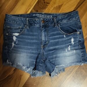 American Eagle Outfitters Women's Distressed Blue Denim Cutoff Shorts